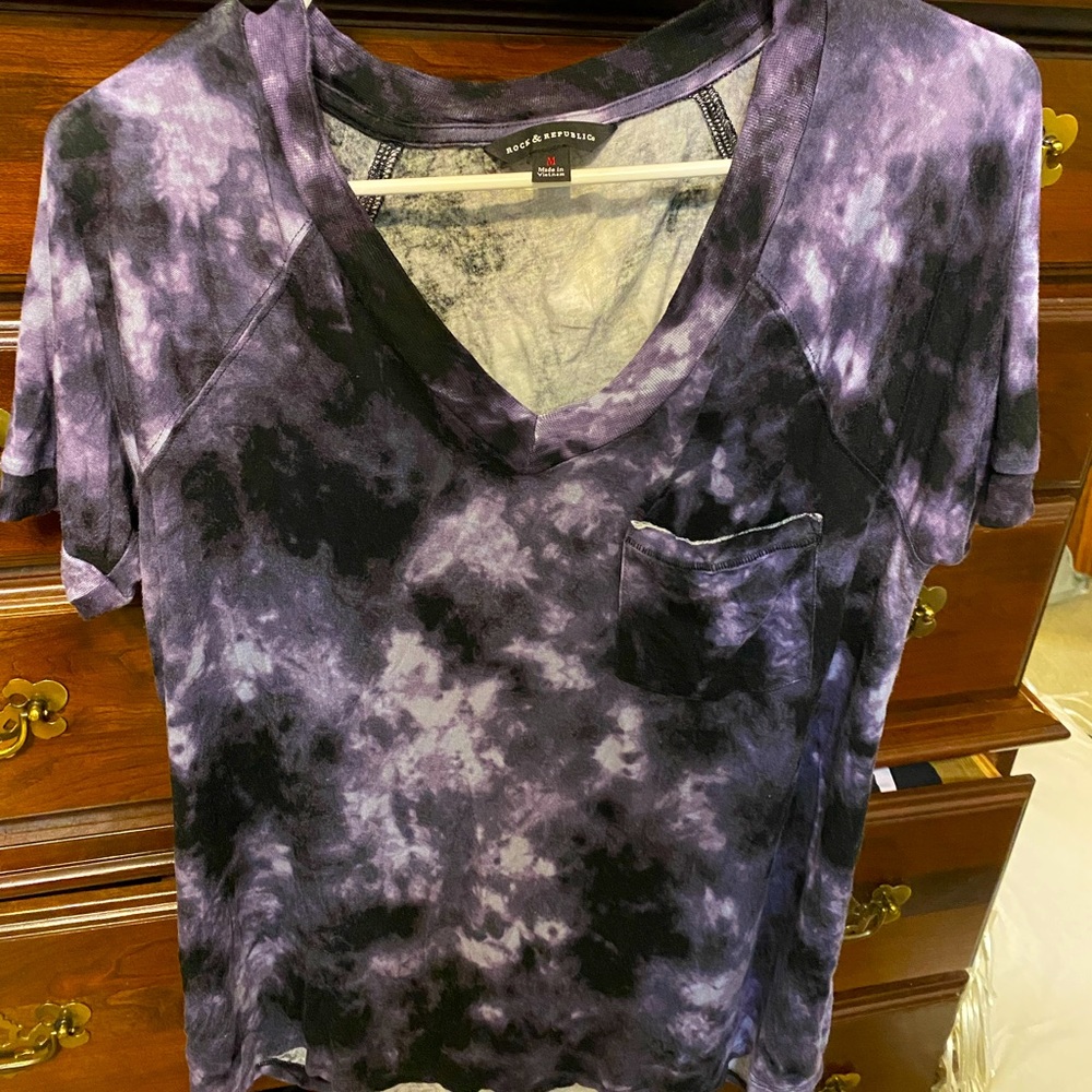 Rock & Republic | Black Factory Burnout Purple and Black shirt